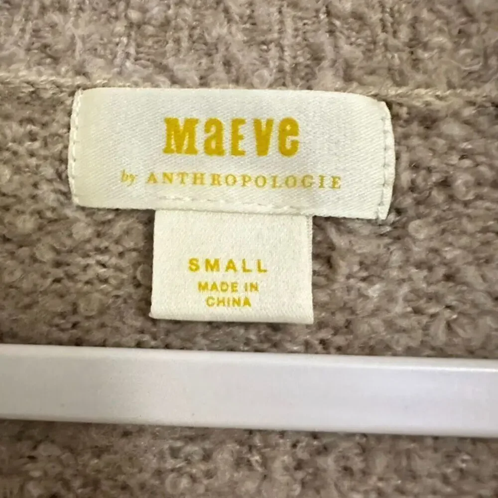 Anthropologie Maeve Merino Wool‎ Blend V Neck Sweater Women's XS Beige
